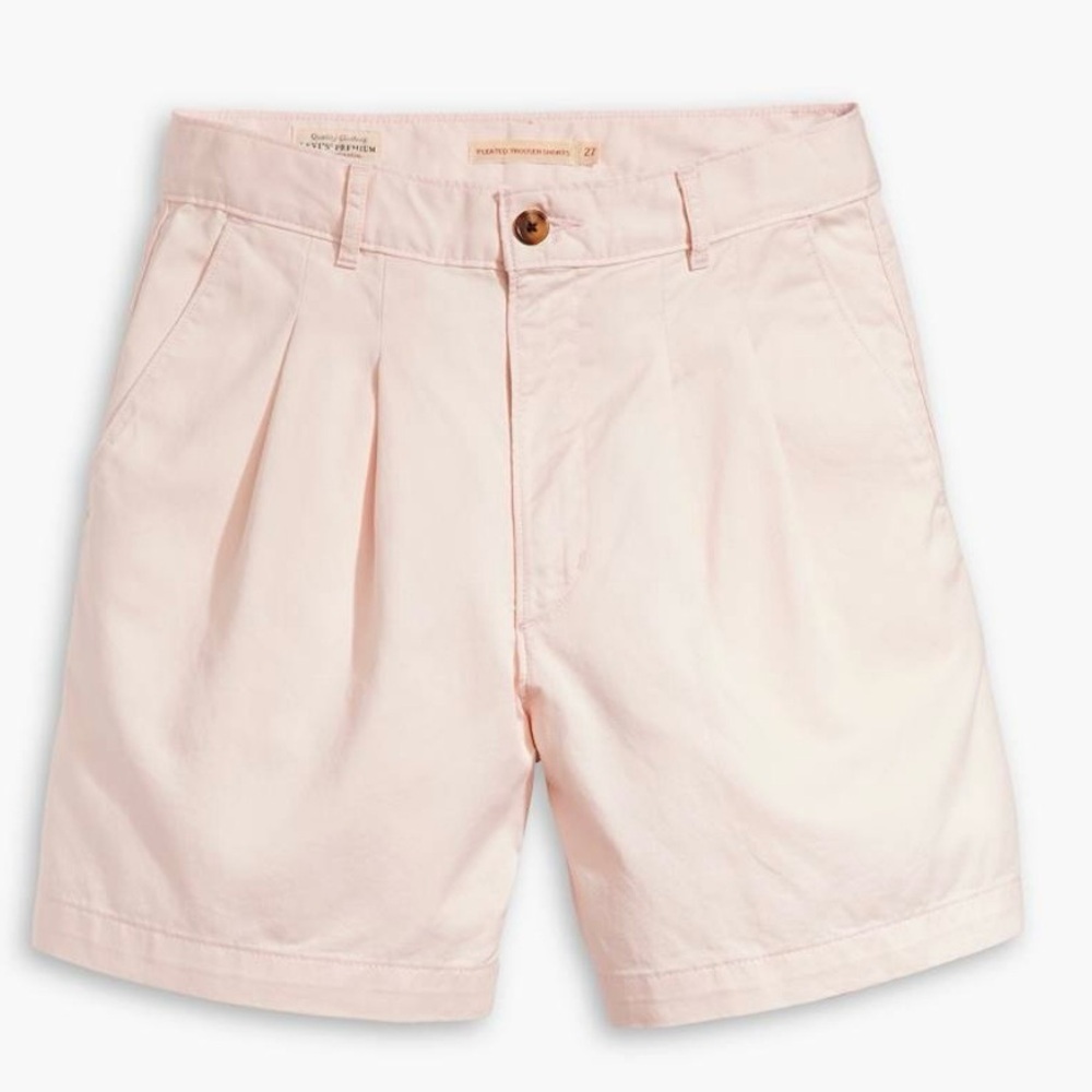 NWT LEVIS Pink Pleated Chino Long Trouser Shorts Woman 31 Golf Preppy